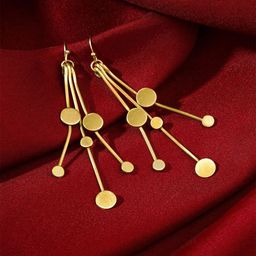 Yellow Chimes Gold Plated Long Dangler Drop Earrings-27