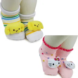 NESKA MODA Kids-Unisex Set Of 2 Ankle Length Cotton Socks-94