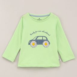 Ollypop Full Sleeves T-Shirt Text & Car Print - Green-picture-14