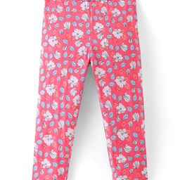 Pine Kids Stretchable Biowashed Cotton Three Fourth Length Leggings Floral Print- Pink-picture-8