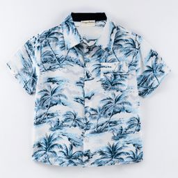 CrayonFlakes Half Sleeves Beach Theme Palm Trees Printed Shirt - Offwhite-image-59