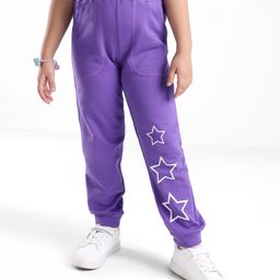 Honeyhap Premium Cotton Looper Ankle Length Lounge Pant with Bio Finish & Stars Printed - Prism Violet-image-22