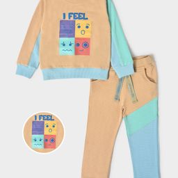 Mi Arcus 100% Cotton Full Sleeves Colour Blocked & Emoticons Printed Pre Winter Wear Sweatshirt With Pajama Set - Multi Colour-picture-9