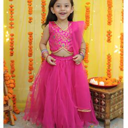 BownBee Sleeveless Jacquard Floral Woven Designed Choli With Lehenga And Dupatta - Pink-image-87