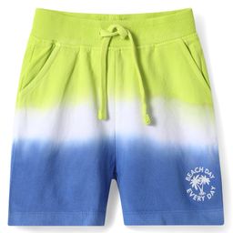 Babyhug Cotton Knit Shorts With Colour Block Design - Green White & Blue-image-27