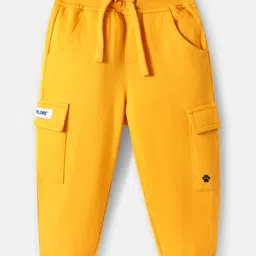 Babyhug Cotton Looper Full Length Lounge Pant with Pockets & Patch Detailing - Yellow-picture-16