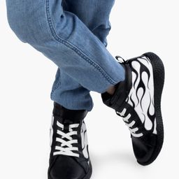 KazarMax Flames Designed Velcro Closure Shoes - Black-image-78
