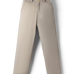 Primo Gino Cotton Elastane Woven Full Length Chino Straight Fit Solid Trouser - Beige-image-119