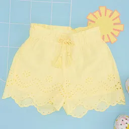 Pantaloons Junior Cotton Schiffli Embroidered Shorts - Wax Yellow-picture-28