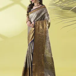 KALINI Grey Pure Silk Woven Design Sarees-image-74