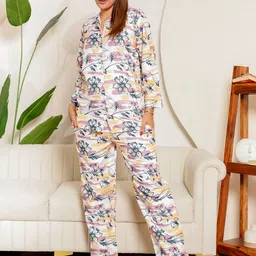 Stuffie Land Printed Three-Quarter Sleeves Shirt With Trouser-image-99