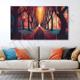 The Castle Decor Black & Pink 5 Piece Wood Other Wall Paintings-picture-18