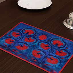 SEJ by Nisha Gupta Blue & Red Set of 6 Printed Table Placemats-18