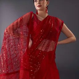 Anouk Sequinned Embellished Net Saree image 4