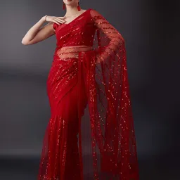 Anouk Sequinned Embellished Net Saree-2