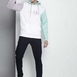 The Indian Garage Co Men White & Green Embroidered Hooded Sweatshirt-image-44