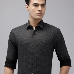 Arrow Pure Cotton Manhattan Slim Fit Geometric Printed Formal Shirt-image-102