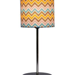 green girgit Steel-Coloured & Yellow Chevron Printed Buffet Lamp with Shade image 3