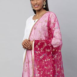 flaher Maroon Embroidered Dupatta with Zari-picture-18