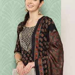 Libas Floral Printed Regular Sequinned Kurta with Salwar & Dupatta image 1