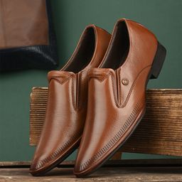MONDAIN Men Genuine Leather Formal Slip-Ons-image-97