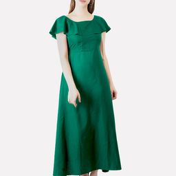 Indietoga Green Crepe Maxi Dress-picture-58