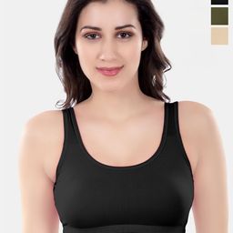 Selsia Women Pack Of 3 Full Coverage Non-Wired Non Padded Workout Bra-image-100