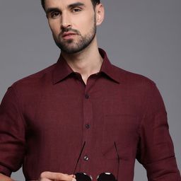 Louis Philippe Men Maroon Solid Classic Fit Formal Shirt-image-47