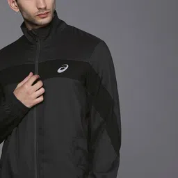 ASICS Men Charcoal Grey & Black Lightweight Sporty Running Jacket-picture-23