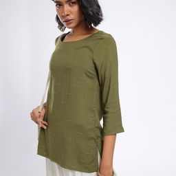Anouk Rustic Horizontal Striped Straight Kurti-picture-3