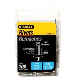 STANLEY 12 mm Steel Rivets Silver Metallic Finish, PSS48-1B (Pack of 100)-image-89