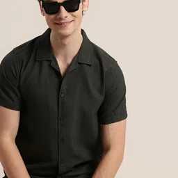 HERE&NOW Self Design Textured Opaque Casual Shirt-picture-0