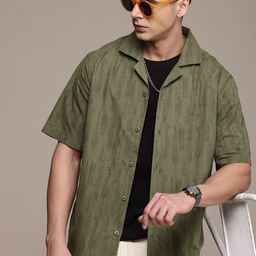 FCUK Printed Cuban Collar Relaxed Fit Casual Shirt-image-25