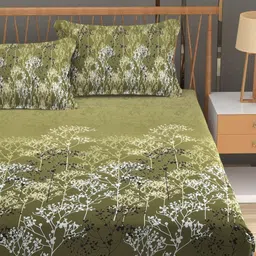 MAFATLAL Autumn Delight Green & White Floral Cotton 186 TC King Bedsheet Set-2.74mX2.74m-picture-17