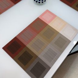 HOKIPO Set of 4 Pink & Grey Geometric Patterned Reversible Table Mats-4