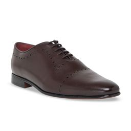 NOBLE CURVE Men Maroon Solid Formal Leather Oxfords-picture-5