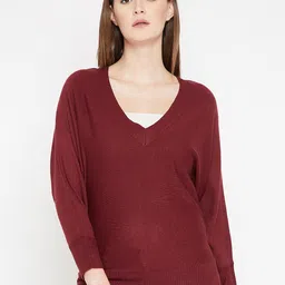 RARE Women Maroon Solid Pullover-image-122