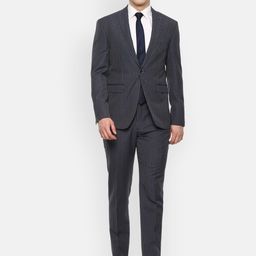 Louis Philippe Men Grey Striped Slim-Fit Single Breasted Formal Suit-image-99