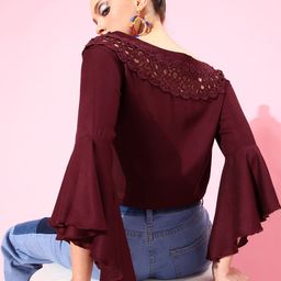 Style Quotient Elegant Maroon Solid Once Upon a Sleeve Top-35