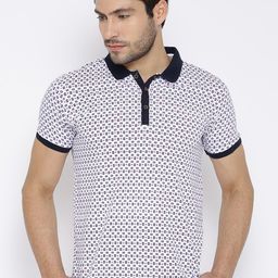 Status Quo White Printed Polo Pure Cotton T-shirt-image-49