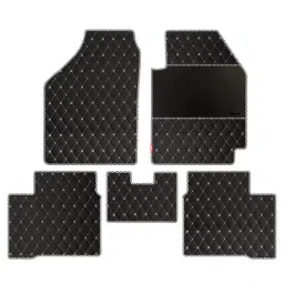 Elegant Luxury Leatherette Black & White Carpet Car Mat Compatible With Honda Amaze 2018 Onwards-image-108