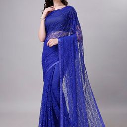 AWRIYA Floral Beads and Stones Net Saree-picture-2