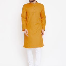 even Men Gold-Toned Solid Straight Kurta-57