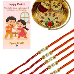 Anouk Set Of 6 Minimal Stone Rakhi With Card & Thali image 3