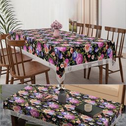 RUBOXA Black Set of 2 Floral Waterproof Plastic 6-Seater Table Cover-7