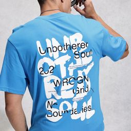 WROGN Typography Printed Drop-Shoulder Sleeves Pure Cotton Oversized T-shirt-picture-1