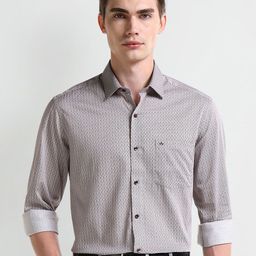 Arrow Men Classic Spread Collar Geometric Printed Cotton Formal Shirt-picture-8