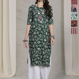 7Threads Selection Of 6 Floral Printed Round Neck Straight Kurtas-image-81