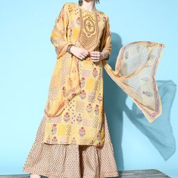 SheWill Women Ethnic Motifs Pure Cotton Print Parade Kurta Set-picture-13