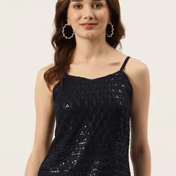 BRINNS Navy Blue Embellished Regular Top-image-40